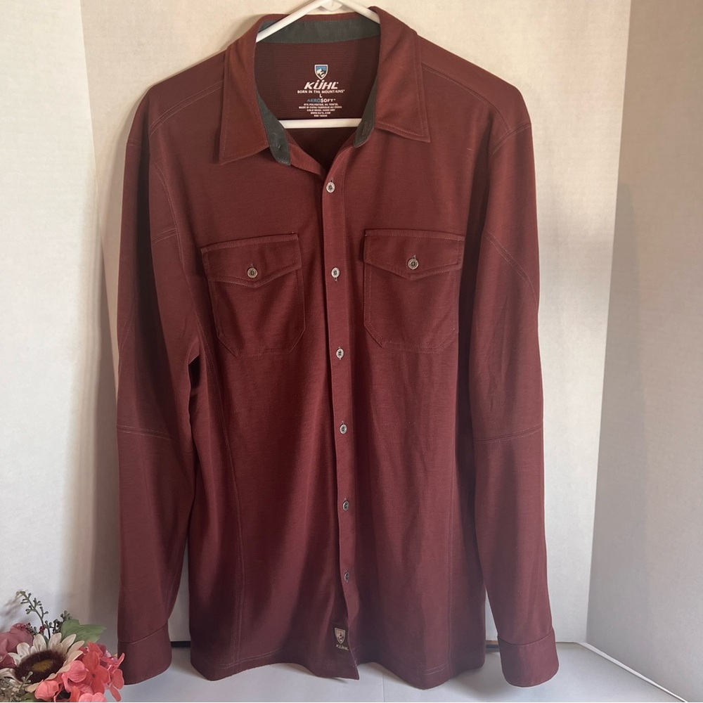 Kuhl Aerosoft Men's LS Button-Up Shirt in Burgundy - Sz Large